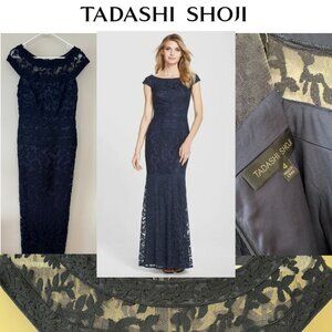 Tadashi Shoji Navy Lace Gown